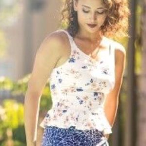 Peplum floral swim top